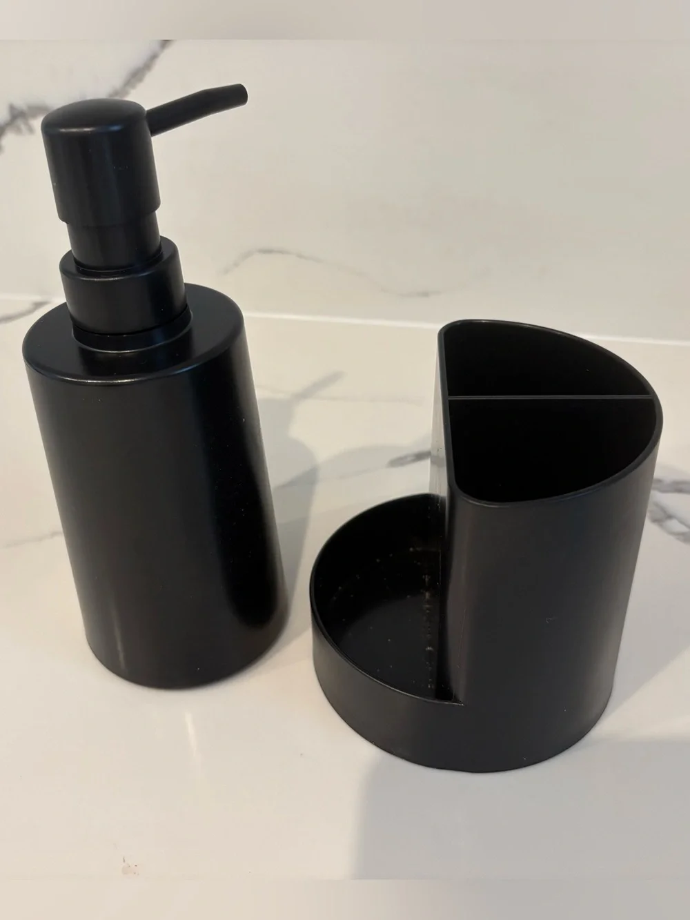 Bathroom Soap Dispenser & Toothbrush Organizer Set in Black - One Size - NWOT